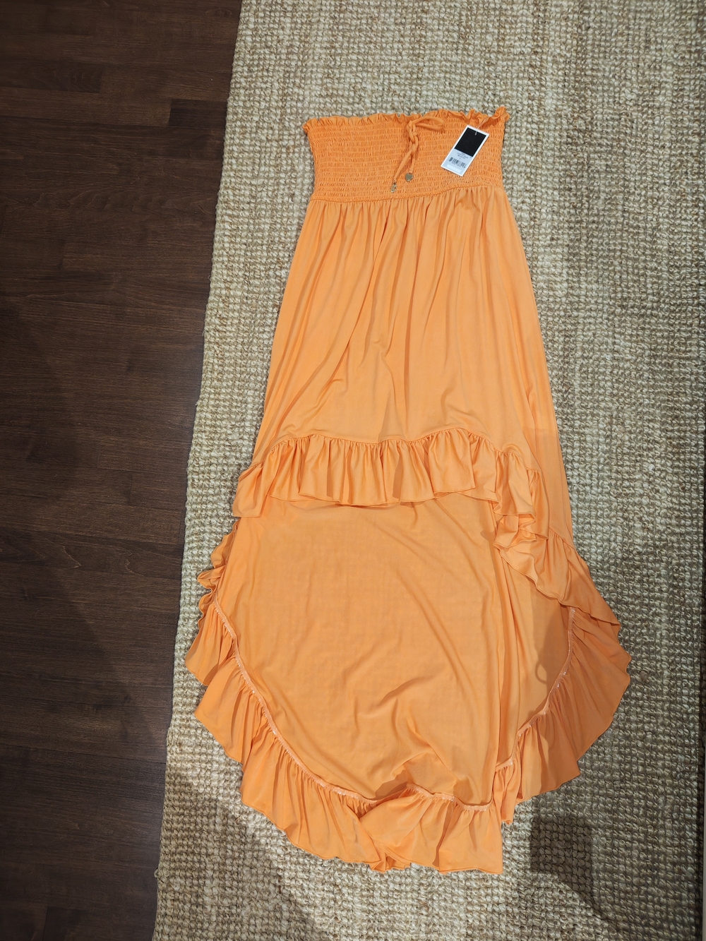 Juicy Couture Strapless Orange Ruffle High-Low Dress
